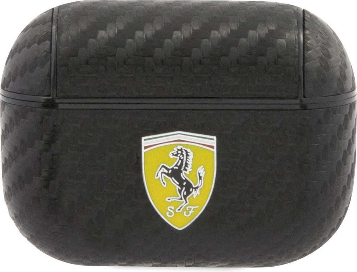 Ferrari AirPods Pro Case - PC PU Carbon with Yellow Logo - Black
