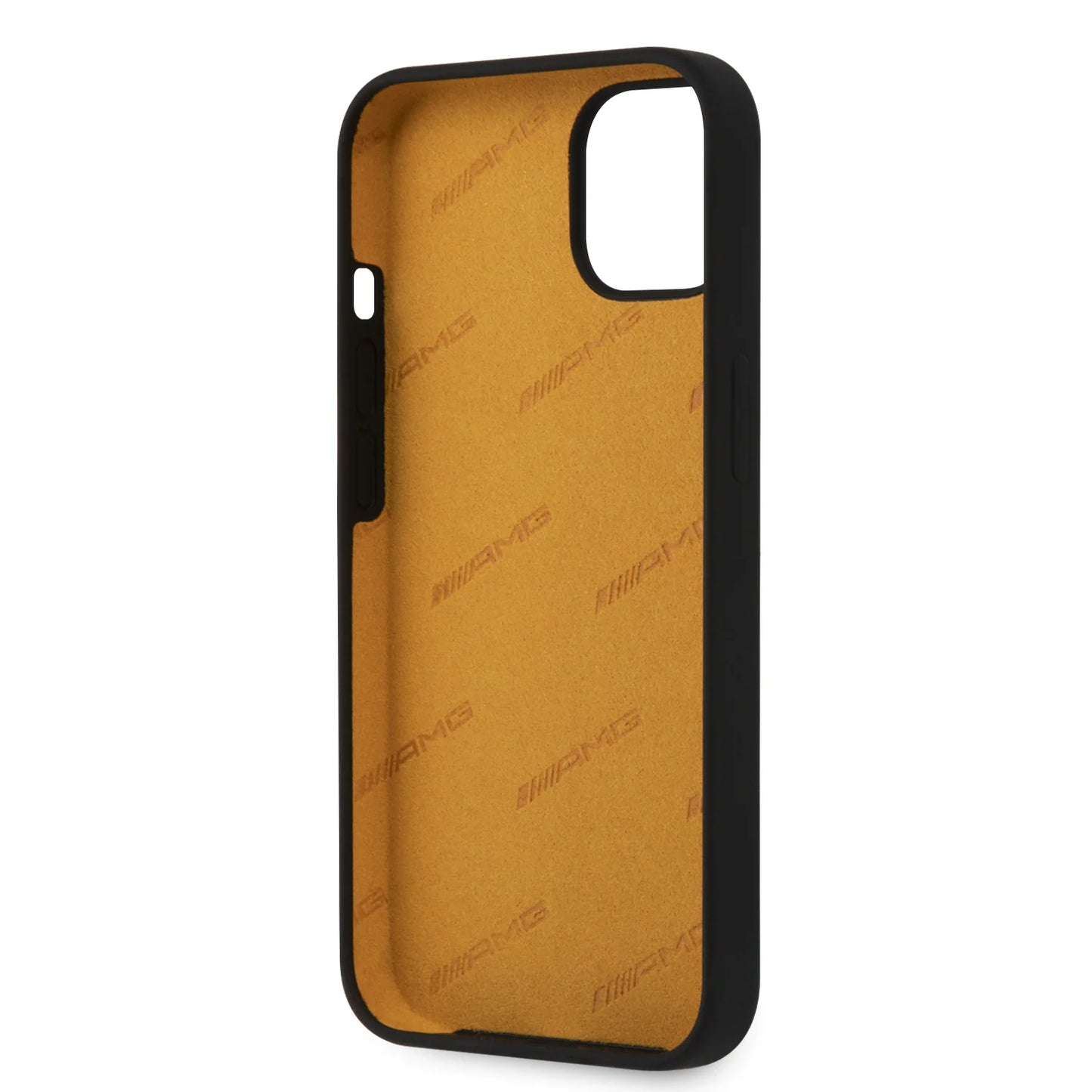 AMG iPhone 13 Pro Hard Case - Silicone with Large Yellow Logo - Black