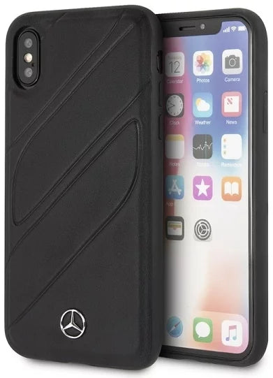 Mercedes iPhone X / XS Hard Case - Genuine Leather - Black