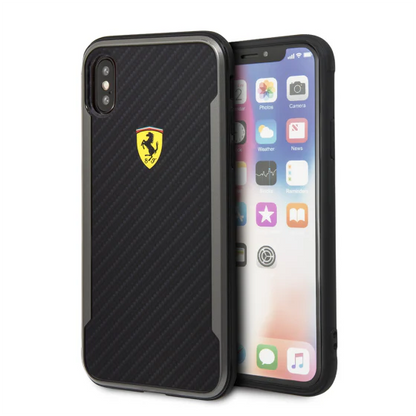 Ferrari iPhone XS Max Hard Case - Printed Carbon Effect - Black