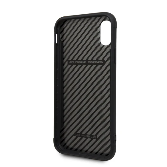 Ferrari iPhone XS Max Hard Case - Printed Carbon Effect - Black