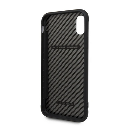 Ferrari iPhone XS Max Hard Case - Printed Carbon Effect - Black
