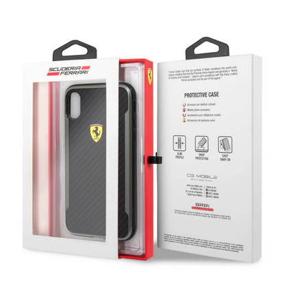 Ferrari iPhone XS Max Hard Case - Printed Carbon Effect - Black