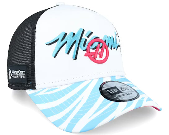 Haas F1 Special Edition Miami Zebra Trucker Cap White 2024-RP Teamwear