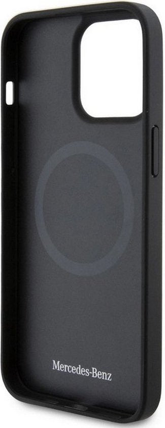 Mercedes-Benz iPhone 15 Pro MagSafe Hard Case - Plain Smooth Leather - Black