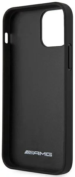 AMG iPhone 13 Hard Case - Leather with Hot-Stamped Logo - Grey