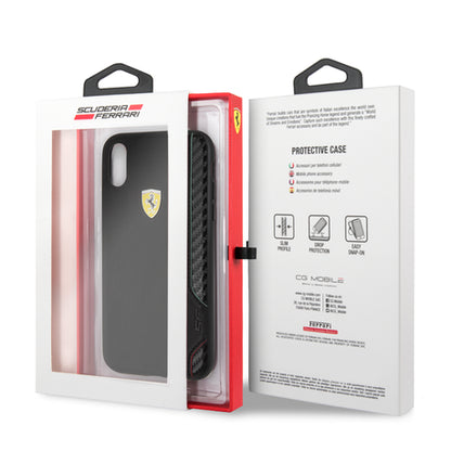 Ferrari iPhone XR Hard Case - PU Rubber Soft Touch with Shield - Black