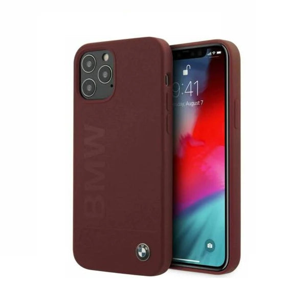 BMW iPhone 12 / 12 Pro Silicone Case - Metal Logo - Red
