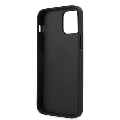 Ferrari iPhone 13 Pro Hard Case - PU Carbon with Central Stripe - Black