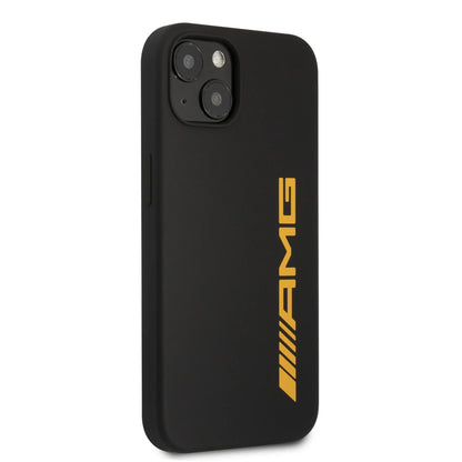 AMG iPhone 13 Pro Hard Case - Silicone with Large Yellow Logo - Black