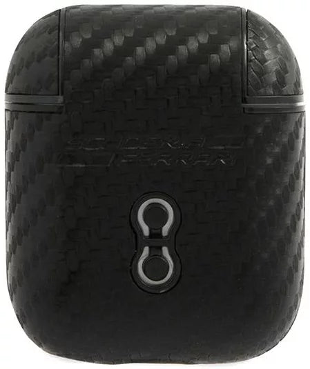 Ferrari AirPods 1/2 Case - PC PU Carbon with Yellow Logo - Black