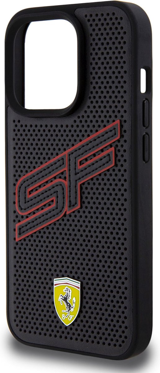 Ferrari iPhone 15 Pro Hard Case - PU Big SF Perforated - Black