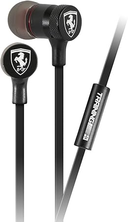Ferrari Wired Headphones - Black with In-Line Remote and Microphone