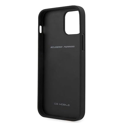 Ferrari iPhone 12 Pro Max Case - Black Carbon with Red Stripes