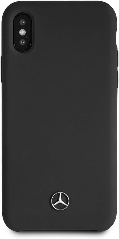 Mercedes iPhone X Silicone Case - Liquid Silicone with Microfiber Lining - Black
