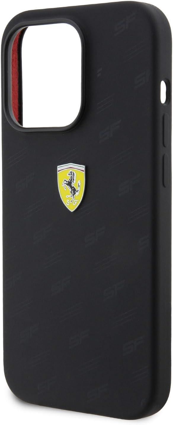 Ferrari iPhone 15 Pro Max Hard Case - Silicone All Over SF Design - Black