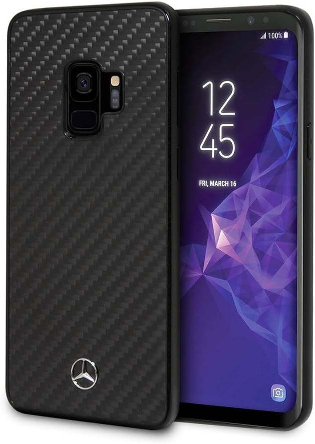 Mercedes Samsung S9 Hard Case - Dynamic Line Real Carbon Fiber - Black