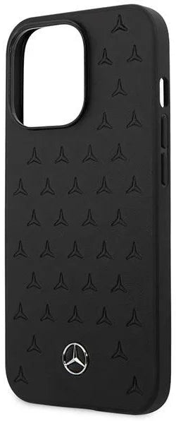 Mercedes-Benz iPhone 13 Pro Max Hard Case - Leather with Stars Pattern - Black