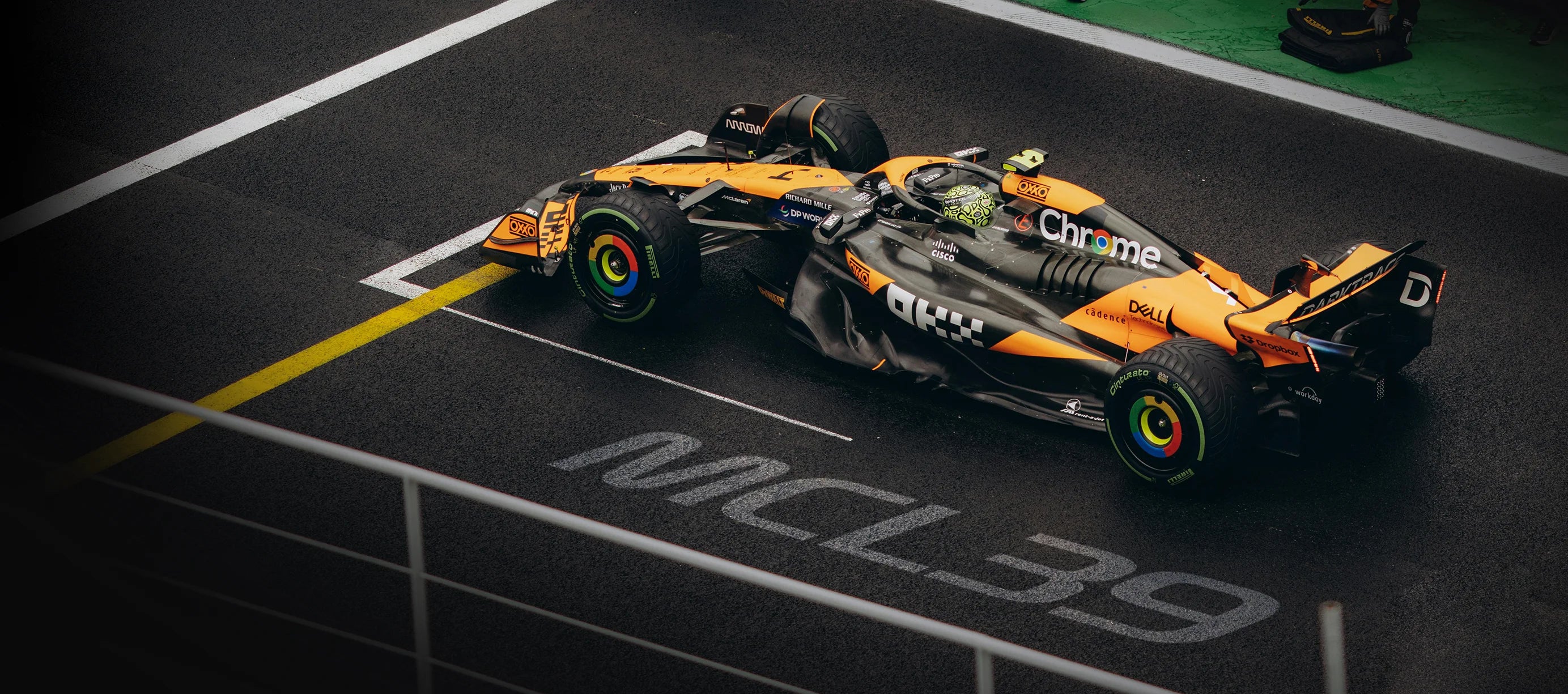 McLaren Formula 1 racing car on track during an F1 race weekend