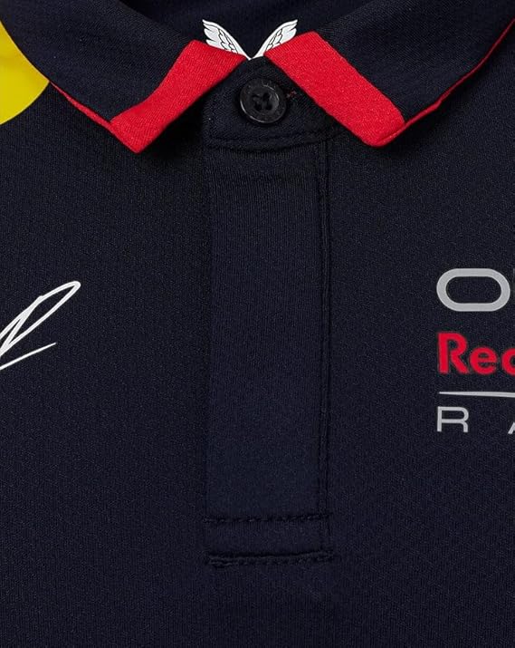 Red Bull Racing Stretch Snap Polo Shirt Driver Max Verstappen Night Sky 2024