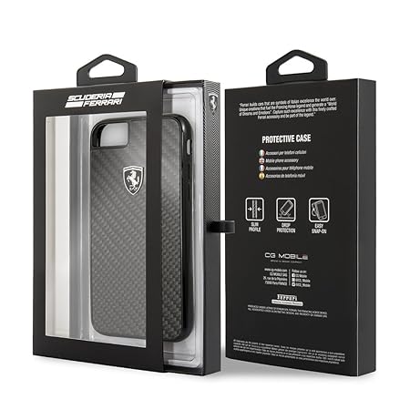 Ferrari iPhone 8 Hard Case - Genuine Carbon Fiber Heritage