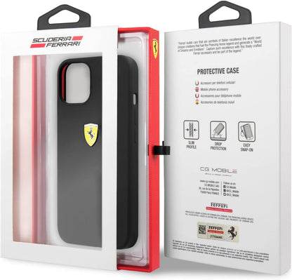 Ferrari iPhone 13 Hard Case - On Track Silicone with Metal Logo - Black