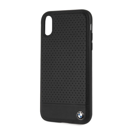 BMW iPhone XR Hard Case - Black Perforated Leather