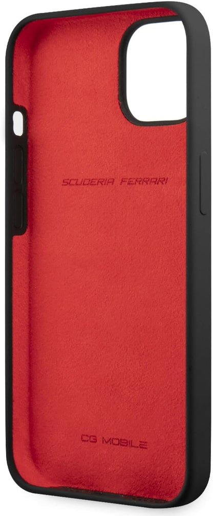 Ferrari iPhone 13 Hard Case - On Track Silicone with Metal Logo - Black