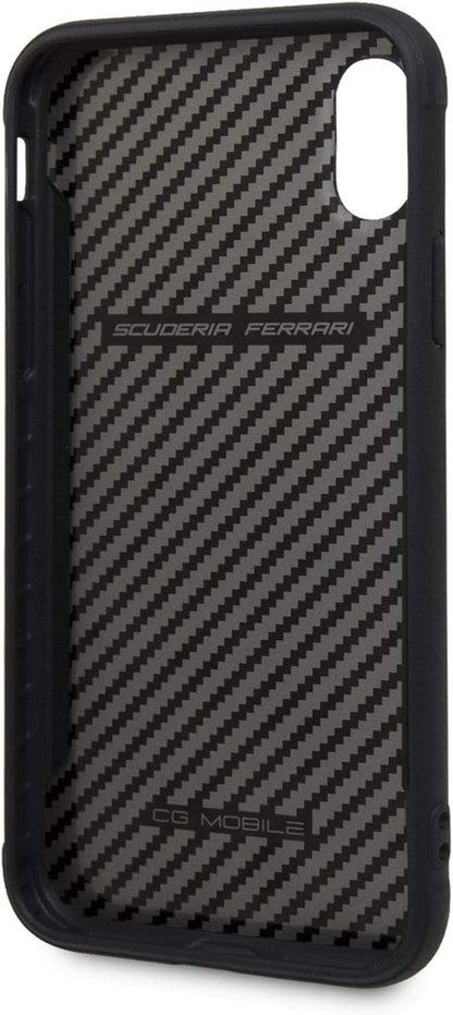 Ferrari iPhone XR Hard Case - Printed Carbon Effect - Black