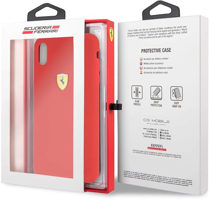 Ferrari iPhone XS Max Hard Case - Smooth Silicone Heritage - Red
