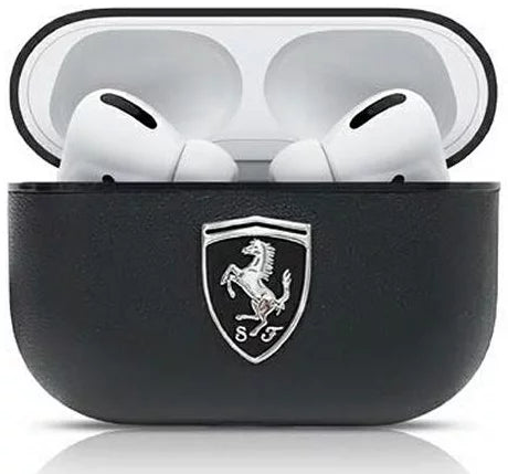Ferrari AirPods Pro Case - Off Track Leather with Metal Logo - Black