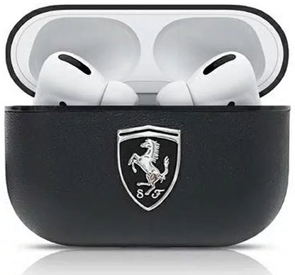 Ferrari AirPods Pro Case - Off Track Leather with Metal Logo - Black