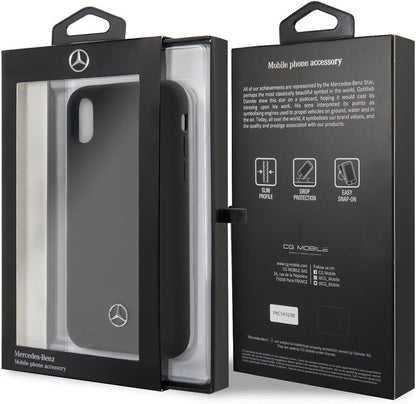 Mercedes iPhone X Silicone Case - Liquid Silicone with Microfiber Lining - Black