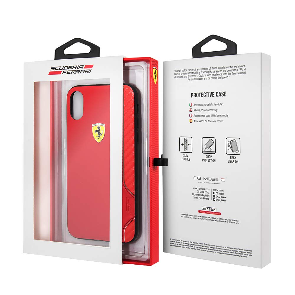 Ferrari iPhone XS Max Leather Case - Genuine Leather - Red