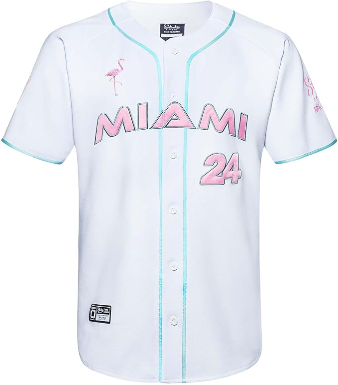 Stake Sauber Special Edition Flamingo Baseball Shirt Guanyu Zhou Miami White 2024-RP Teamwear