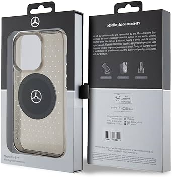 Mercedes-Benz iPhone 15 Pro MagSafe Case - Transparent with Star Pattern - Black