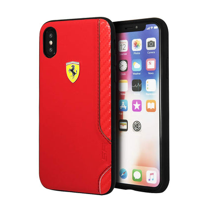 Ferrari iPhone XS Max Leather Case - Genuine Leather - Red