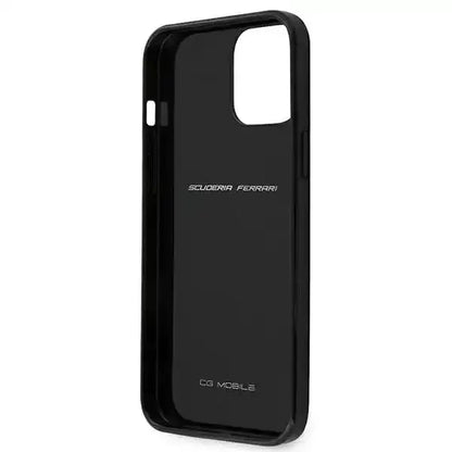 Ferrari iPhone 12 / 12 Pro Hard Case - On Track Carbon with Metal Logo - Black