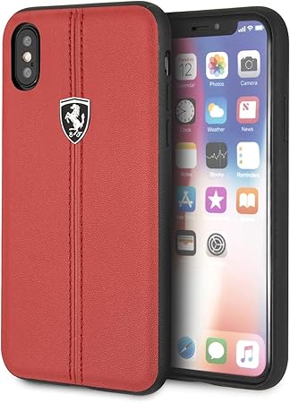 Ferrari iPhone X Hard Case - Heritage with Vertical Contrast Stripe - Red