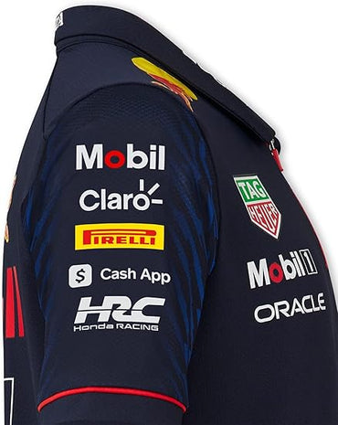 Red Bull Racing Men's Stretch Snap Polo Shirt Night Sky 2023-RP Teamwear
