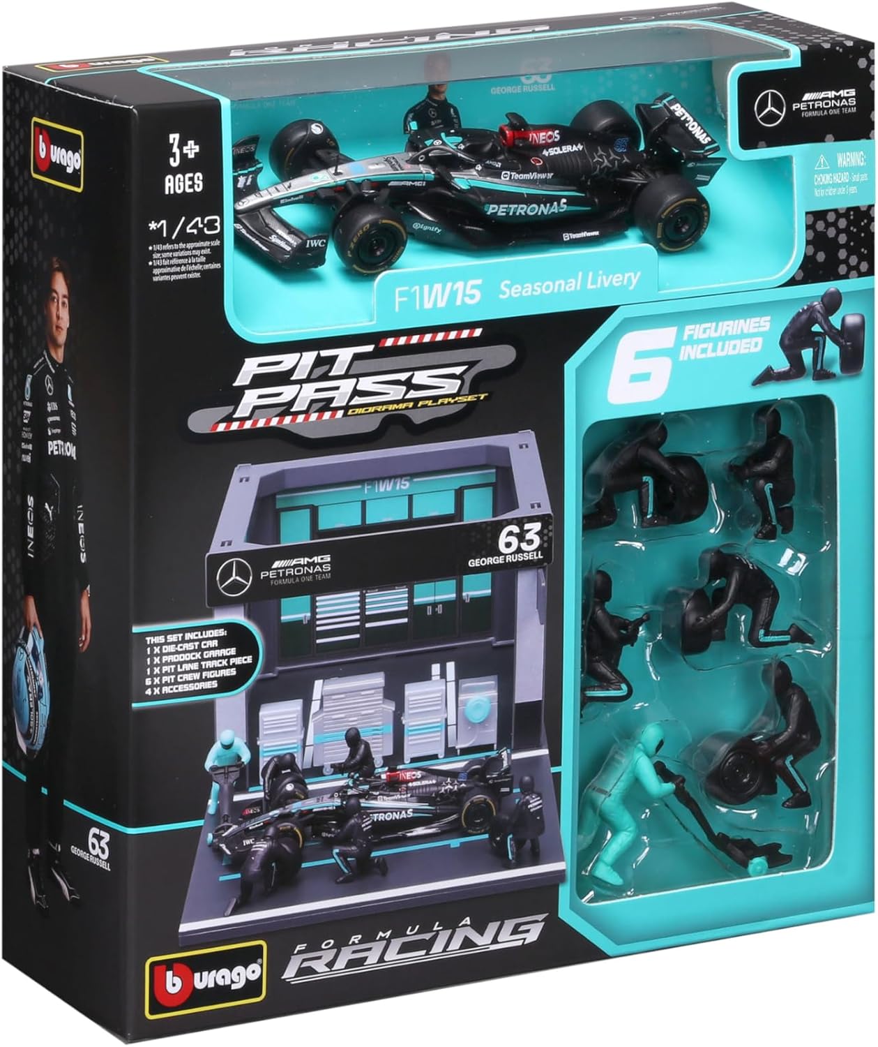 1:43 Scale Model | Mercedes-AMG F1 W15 George Russell Pit Pass Set