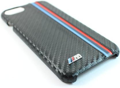 BMW iPhone 8 Hard Case - Navy Stripe PU Carbon Fiber