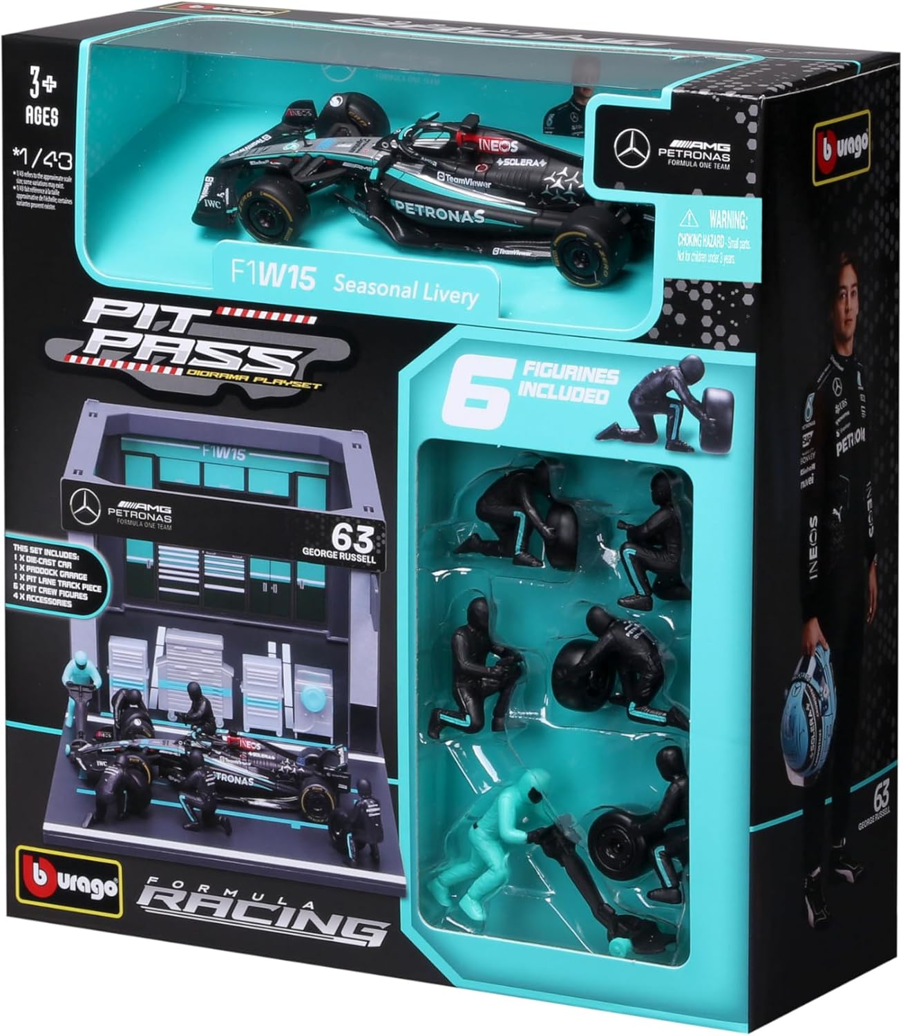 1:43 Scale Model | Mercedes-AMG F1 W15 George Russell Pit Pass Set