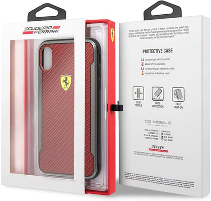 Ferrari iPhone XS Max Hard Case - Printed Carbon Effect - Black