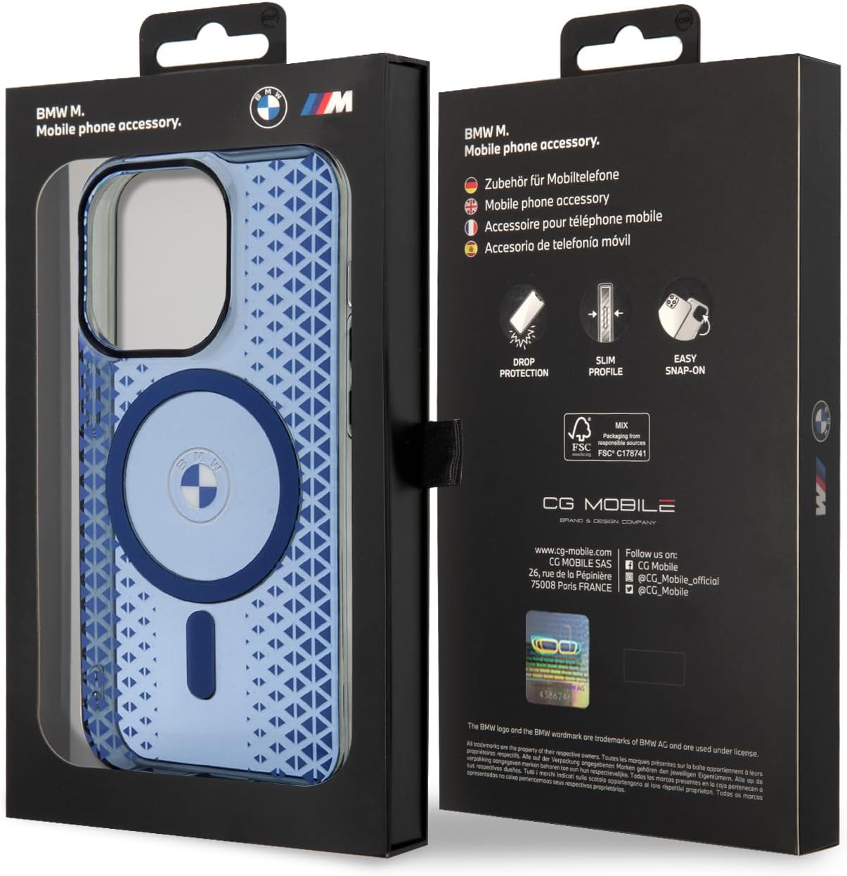 BMW iPhone 15 Pro MagSafe Hard Case - Signature IML Track - Blue