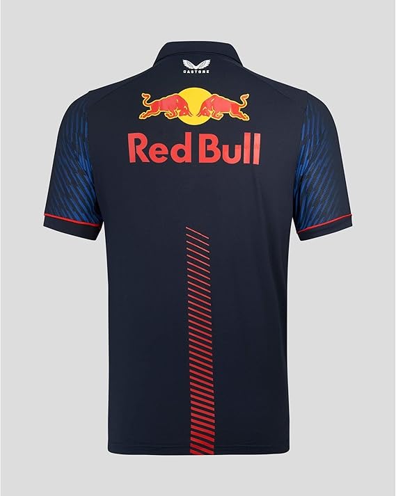 Red Bull Racing Men's Stretch Snap Polo Shirt Driver Max Verstappen Night Sky 2023-RP Teamwear