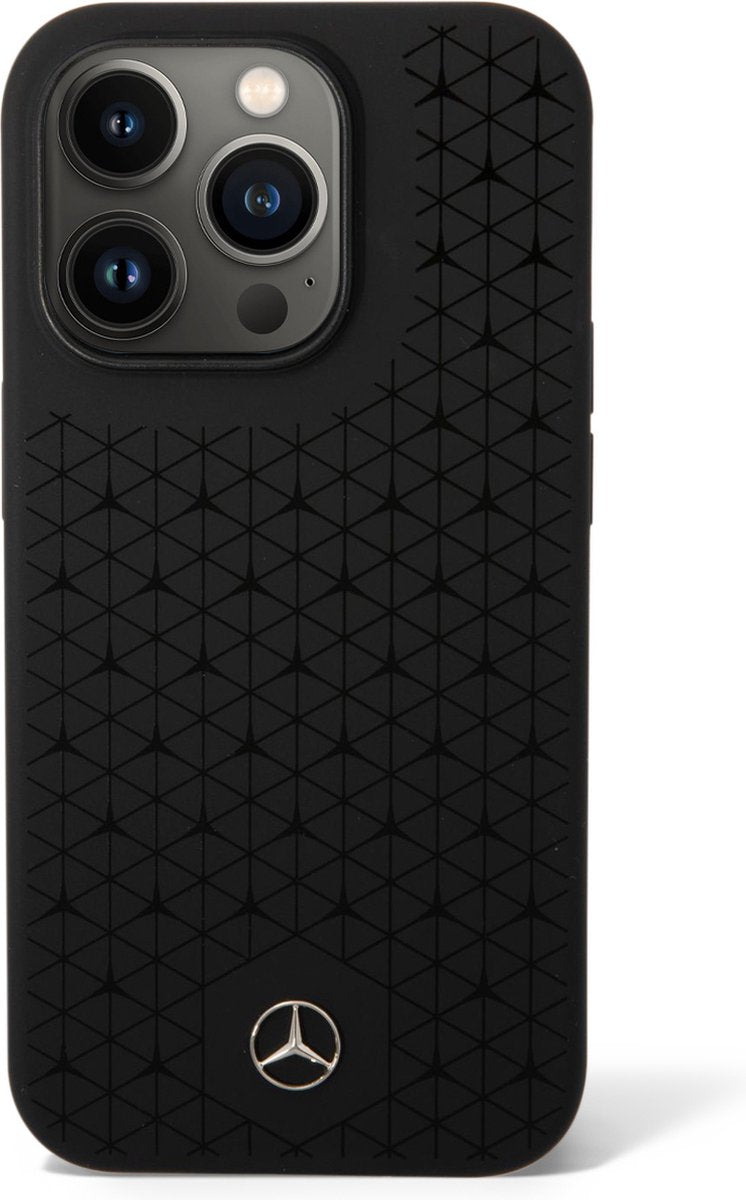 Mercedes-Benz iPhone 14 Pro Max Hard Case - Silicone with Large Star - Black