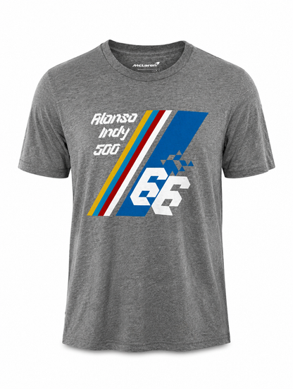 Mclaren Fernando Alonso Mens Indy 66 Logo T-Shirt Grey - Fanwear