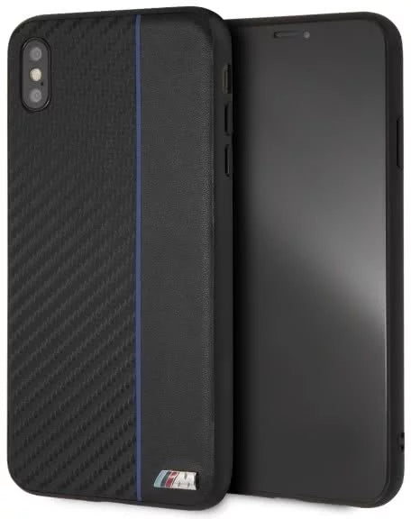 BMW iPhone XS Max Hard Case - Navy Stripe PU Carbon Fiber