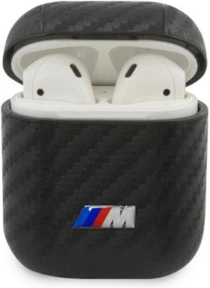 BMW M AirPods 1/2 Case - PU Carbon with Metal Logo - Black